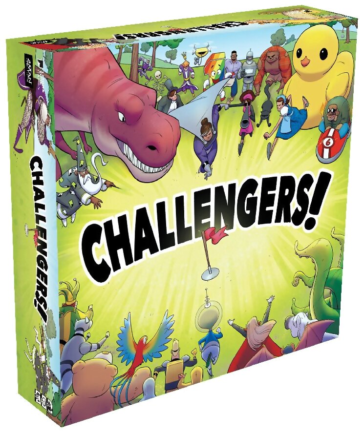 vue de face de la boite du jeu Challengers!
