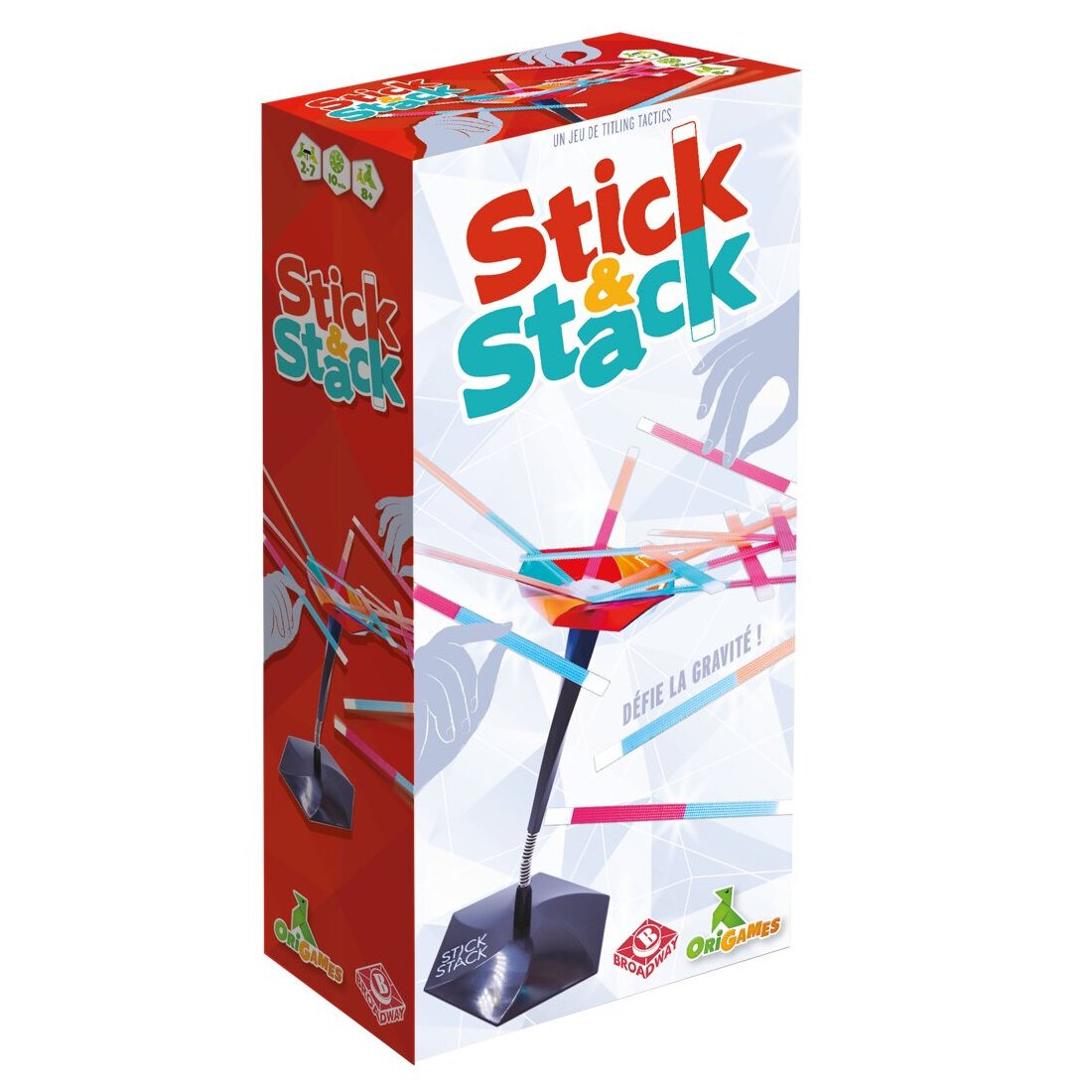 vue de face de la boite du jeu Stick & Stack