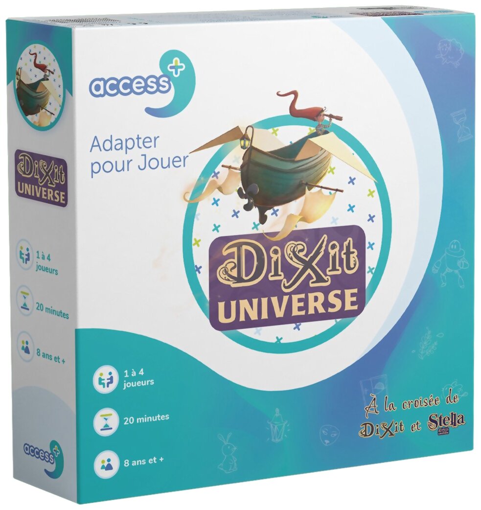 vue de face de la boite du jeu Dixit Universe Access+