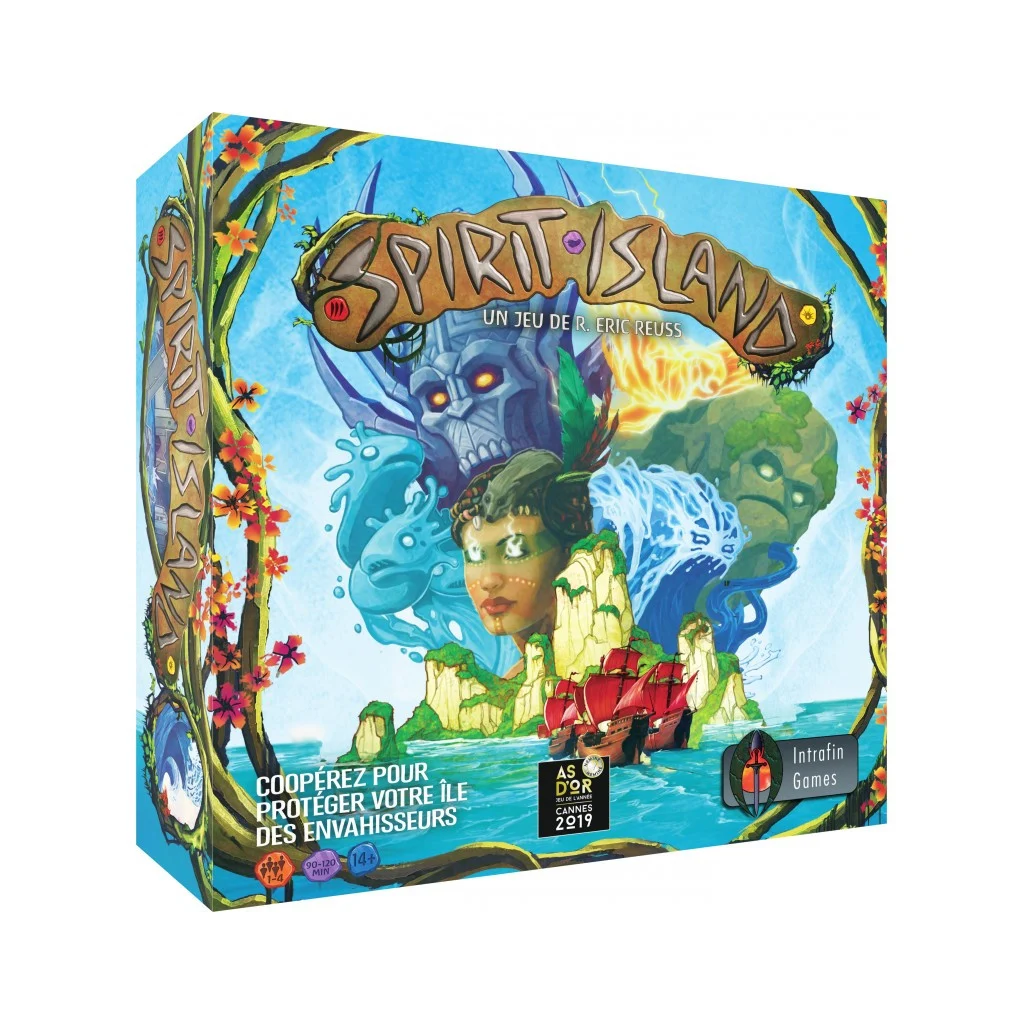 vue de face de la boite Spirit Island